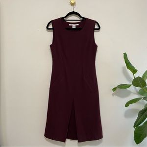 Diane von Furstenberg Plum Purple Side Zipper Scoop Neck Sleeveless Sheath Dress